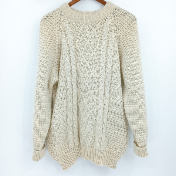 Vintage Sweaters - Vintage Scottish Wool Chunky Fisherman's Sweater